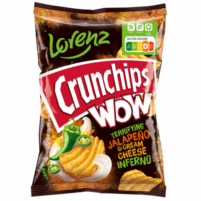 Lorenz Crunchips WOW Terrifying Jalapeño Cream Cheese Inferno Chips 110g