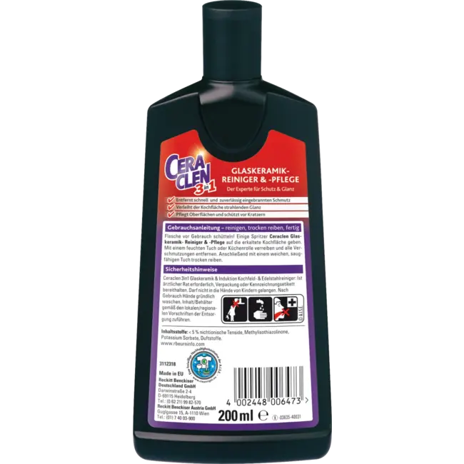 CERACLEN Glaskeramische Reiniger & Inductie Reiniger 3-in-1 200 ml