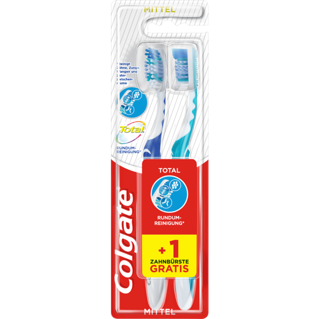 Colgate Tandenborstel Total All-round Reiniging Medium (1+1gratis) 2 St