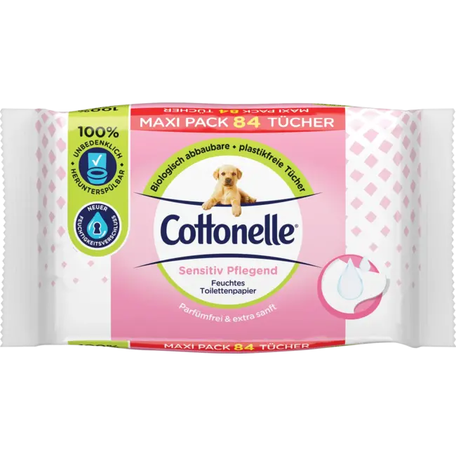 Cottonelle Vochtig Toiletpapier Sensitief Verzorgend, Maxi Pack 84 St