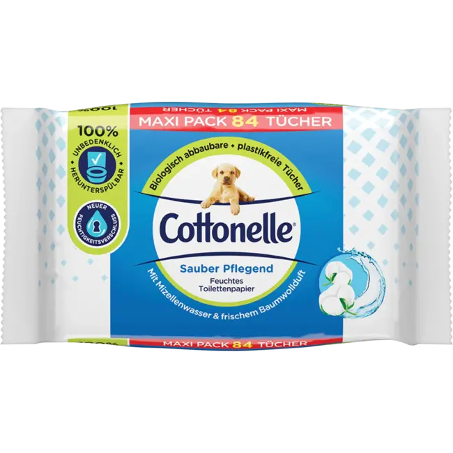 Cottonelle Vochtig Toiletpapier Schoon Verzorgend, Maxi Pack 84 St