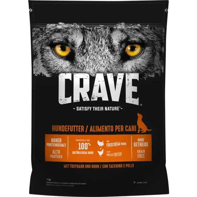 Crave Honden Droogvoer Met Kalkoen & Kip, Volwassene 1 kg