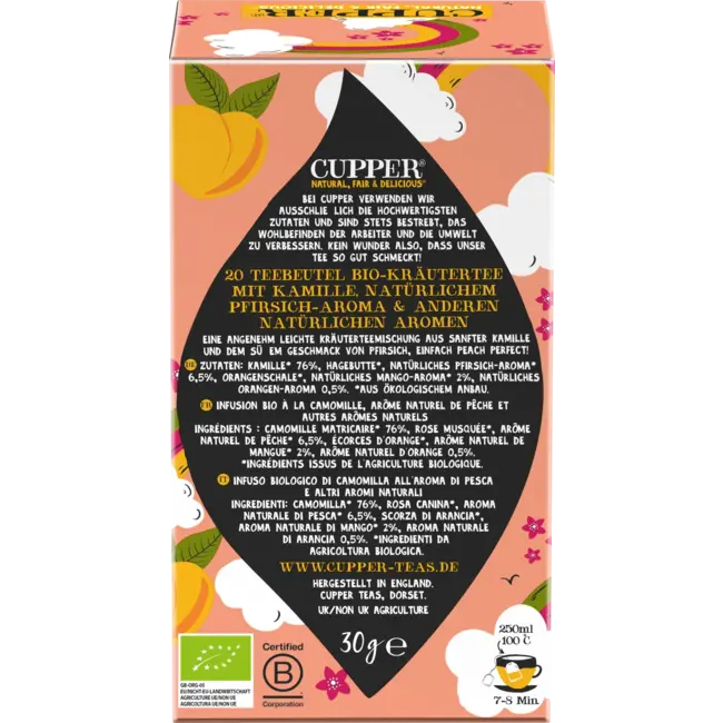 Cupper Bio Kruidenthee My Happy Place Met Perzik, Kamille (20 Zakjes) 30 g