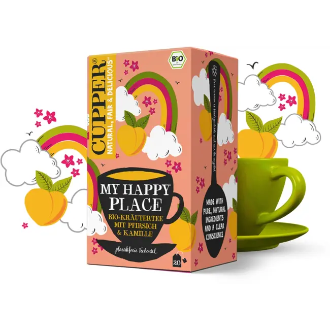 Cupper Bio Kruidenthee My Happy Place Met Perzik, Kamille (20 Zakjes) 30 g