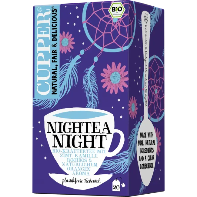 Cupper Bio Kruidenthee Nightea Night Met Kaneel, Kamille, Rooisbos, Sinaasappel (20 Zakjes) 40 g