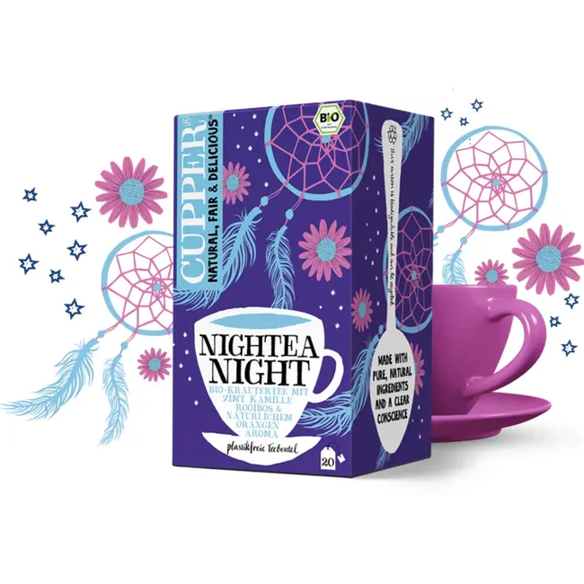 Cupper Bio Kruidenthee Nightea Night Met Kaneel, Kamille, Rooisbos, Sinaasappel (20 Zakjes) 40 g