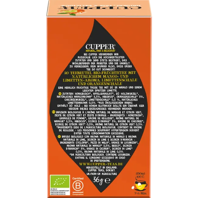 Cupper Fruitthee Mango & Citrus Organic Infusion (20 Zakjes) 36 g