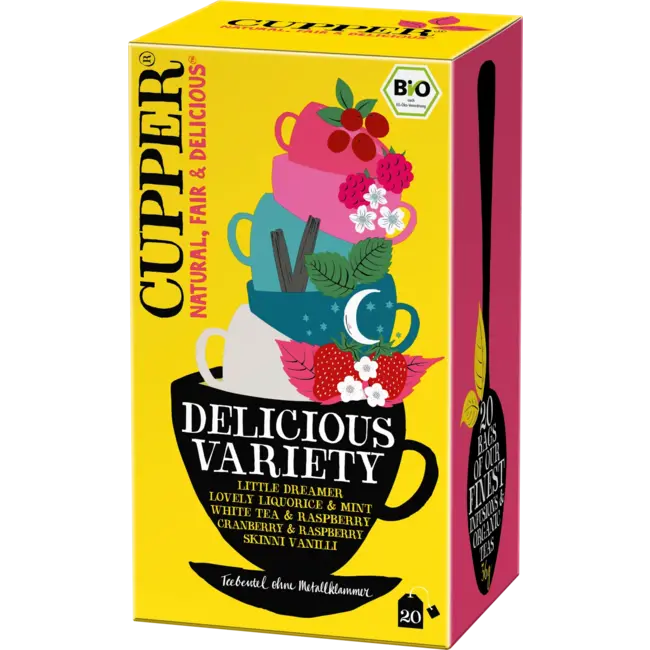 Cupper Bio Fruitthee Delicious Variety 5 Soorten (20 Zakjes) 36 g