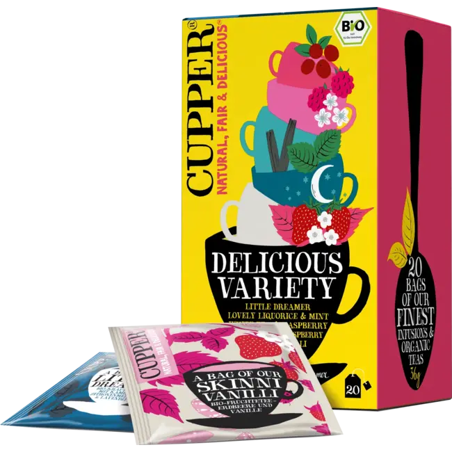 Cupper Bio Fruitthee Delicious Variety 5 Soorten (20 Zakjes) 36 g