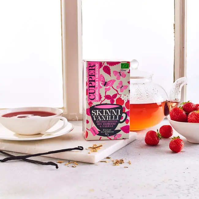 Cupper Bio Vruchtenthee Skinni Vanilli Met Vanille, Aardbei (20 Zakjes) 40 g