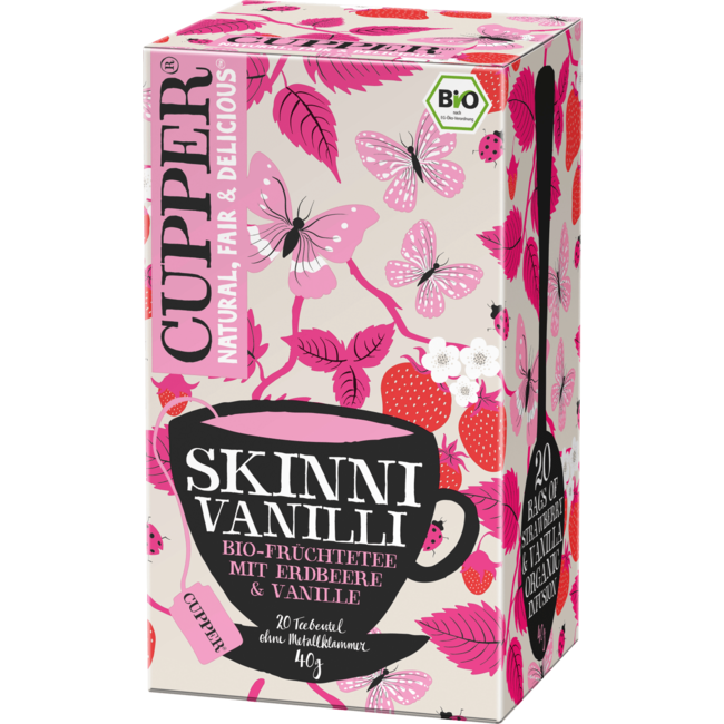 Cupper Bio Vruchtenthee Skinni Vanilli Met Vanille, Aardbei (20 Zakjes) 40 g