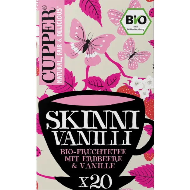 Cupper Bio Vruchtenthee Skinni Vanilli Met Vanille, Aardbei (20 Zakjes) 40 g