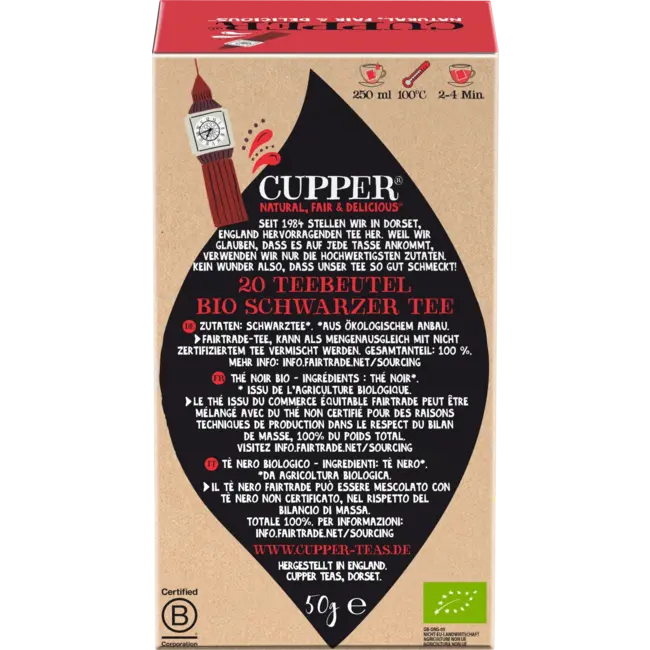 Cupper Organic English Breakfast Tea (20 Zakjes) 50 g