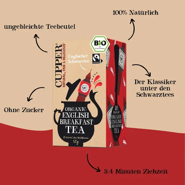 Cupper Organic English Breakfast Tea (20 Zakjes) 50 g