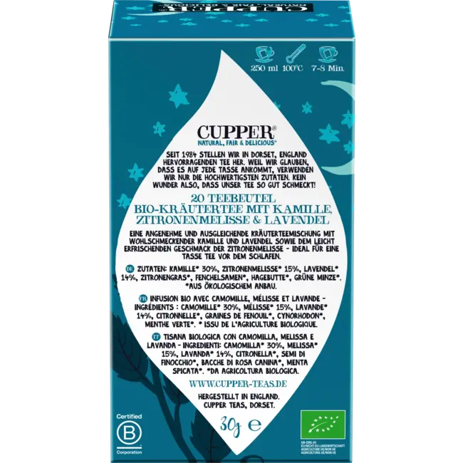 Cupper Bio Kruidenthee Little Dreamer Met Kamille, Citroengras, Lavendel (20 Zakjes) 30 g
