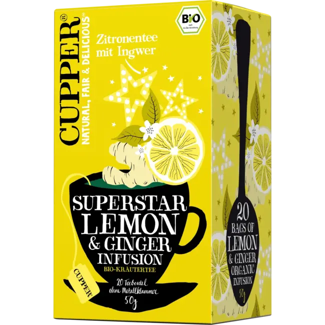 Cupper Bio Kruidenthee Superstar Lemon & Ginger Infusion (20 Zakjes) 50 g