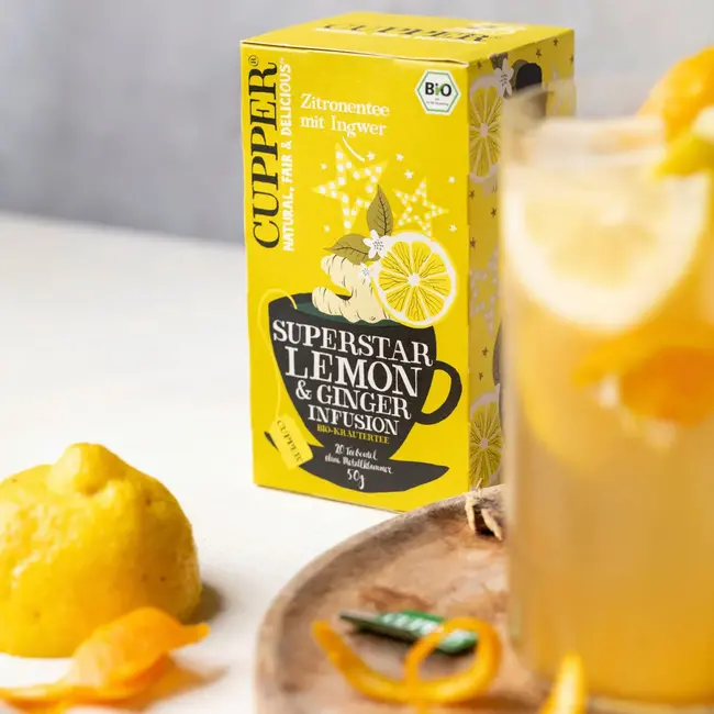 Cupper Bio Kruidenthee Superstar Lemon & Ginger Infusion (20 Zakjes) 50 g