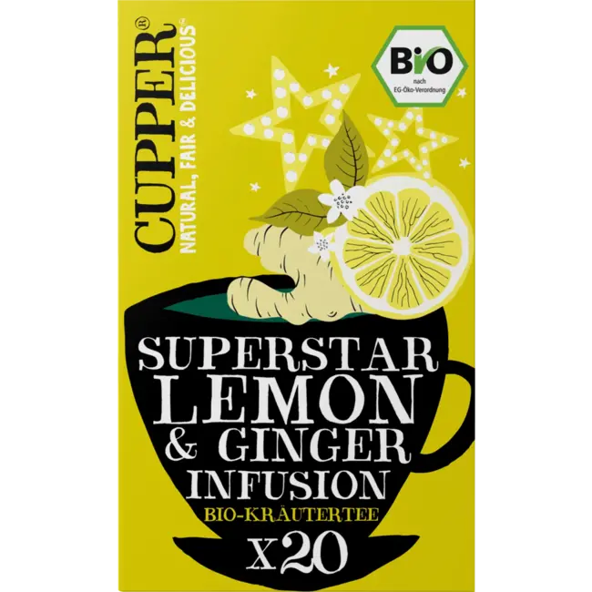 Cupper Bio Kruidenthee Superstar Lemon & Ginger Infusion (20 Zakjes) 50 g