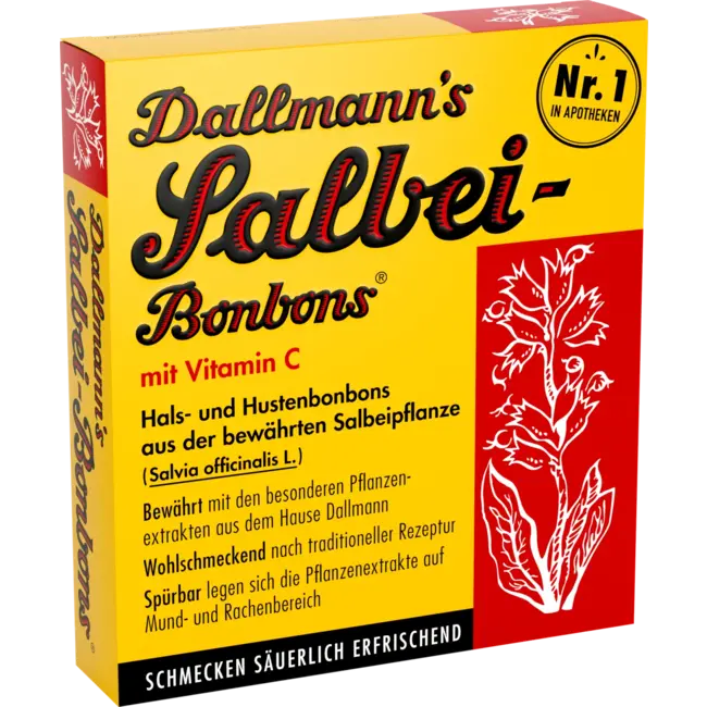 Dallmann's Salie Snoepjes Keel- En Hoestsnoepjes Met Vitamine C (20 Stuks) 37 g
