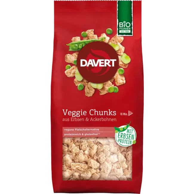Davert Veggie Chunks, Erwten & Veldbonen 100 g