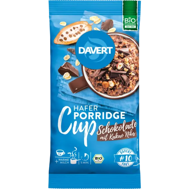 Davert Porridge Cup, Haverchocolade Met Cacao Nibs 65 g