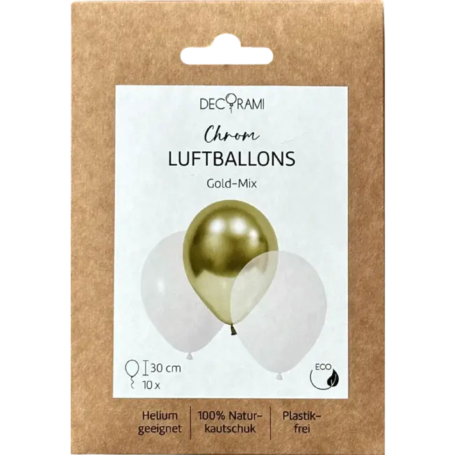 DECORAMI Luftballons Chrom, Gold-mix 10 St