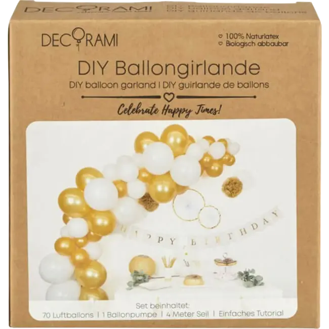 DECORAMI DIY Ballonslinger Wit/goud 1 St