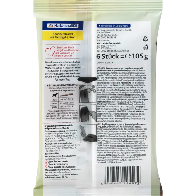 Dein Bestes Hundeleckerli Knabberstrudel Met Gevogelte En Rundvlees 105 g