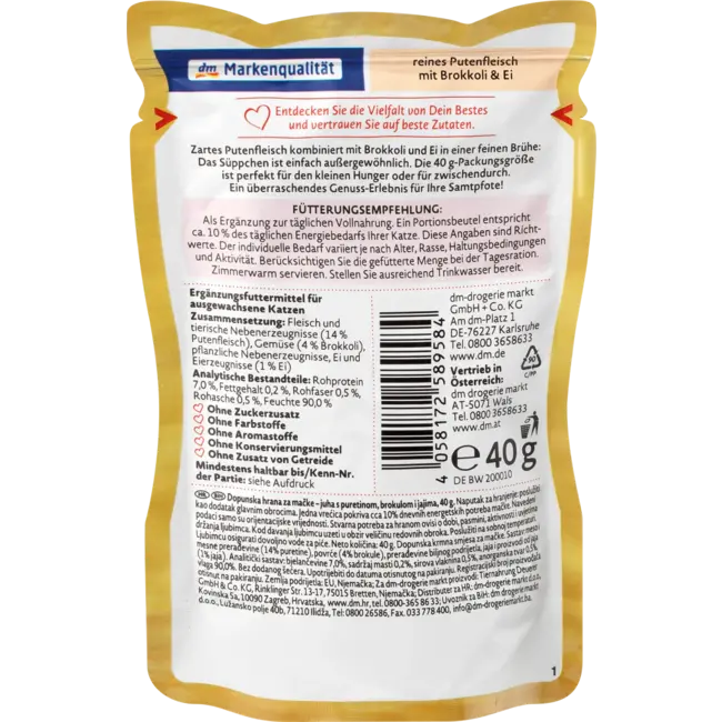 Dein Bestes Natvoer Kat Soep Met Kalkoen, Broccoli & Ei, De Soep 40 g