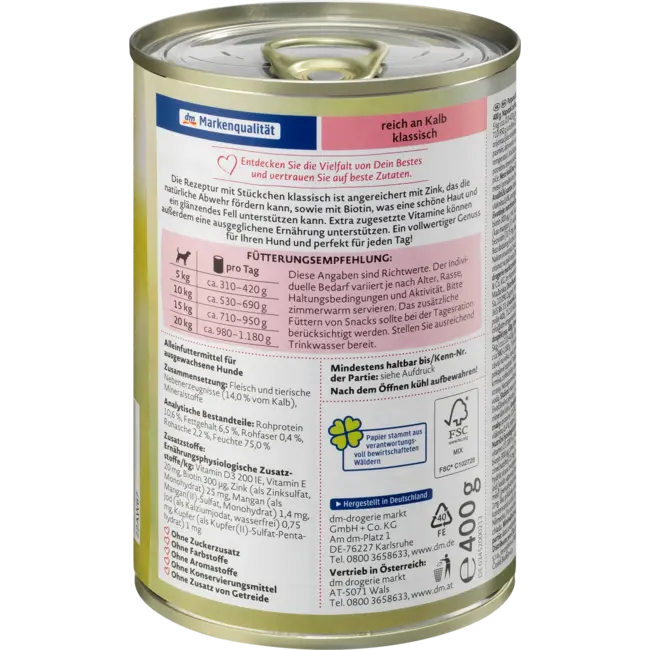 Dein Bestes Natvoer Hond Met Kalf 400 g