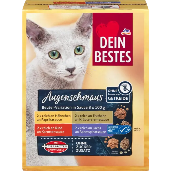 Dein Bestes Natvoer Kat Met Kip, Zalm, Rund & Kalkoen In Saus, Multipack (8x100 G) 800 g