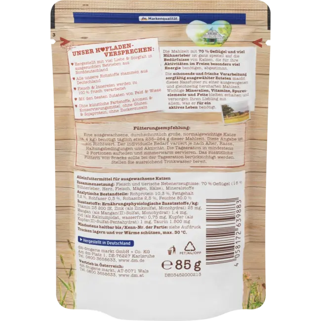 Dein Bestes Natvoer Kat Met Kippenlever, Boerderijwinkel 85 g