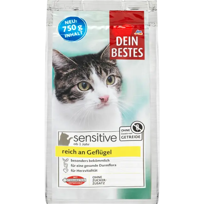 Dein Bestes Droogvoer Kat Sensitive Met Gevogelte 750 g