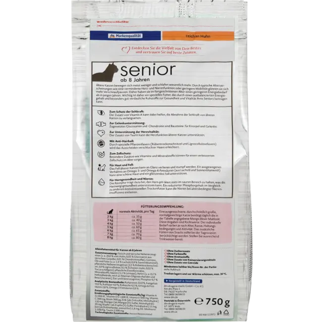 Dein Bestes Droogvoer Kat Met Kip, Senior 750 g