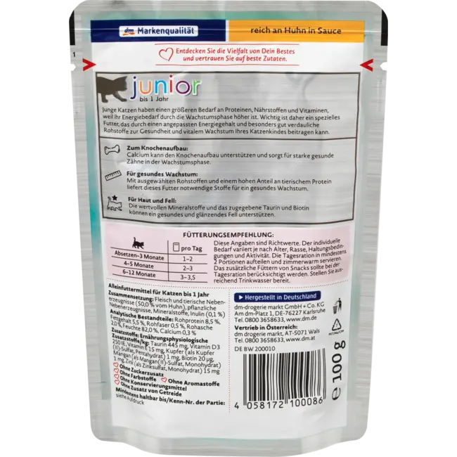 Dein Bestes Natvoer Kat Kitten Met Kip In Saus, Junior 100 g