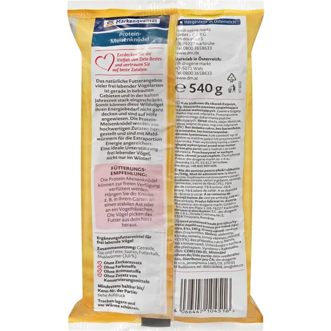 Dein Bestes Vogelvoer Eiwitmezenbollen Met Net (6 Stuks) 540 g