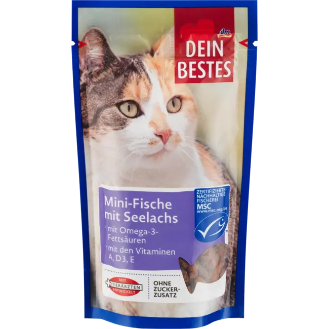 Dein Bestes Kattensnoepjes Mini Vis Met Koolvis & Omega-3 Vetzuren, MSC Gecertificeerd 65 g