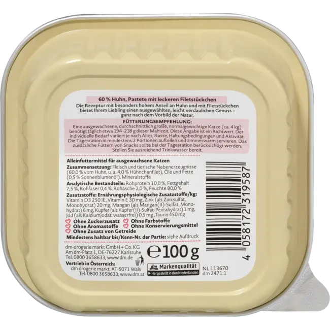 Dein Bestes Natvoer Kat Kip In Paté, Verliefd Op De Natuur 100 g