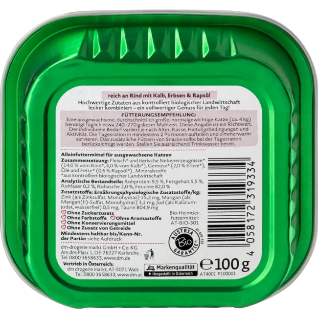 Dein Bestes Natvoer Kat Biologisch Rund, Kalf & Erwten 100 g