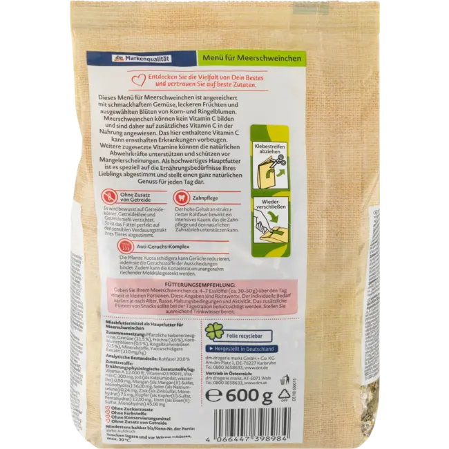 Dein Bestes Verliefd Op De Natuur Knaagdiervoer Menu Voor Cavia 's 600 g