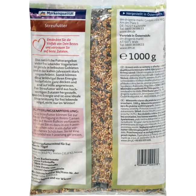 Dein Bestes Vogelvoer, Hoofdvoer Voor Wilde Vogels, Strooivoer 1 kg