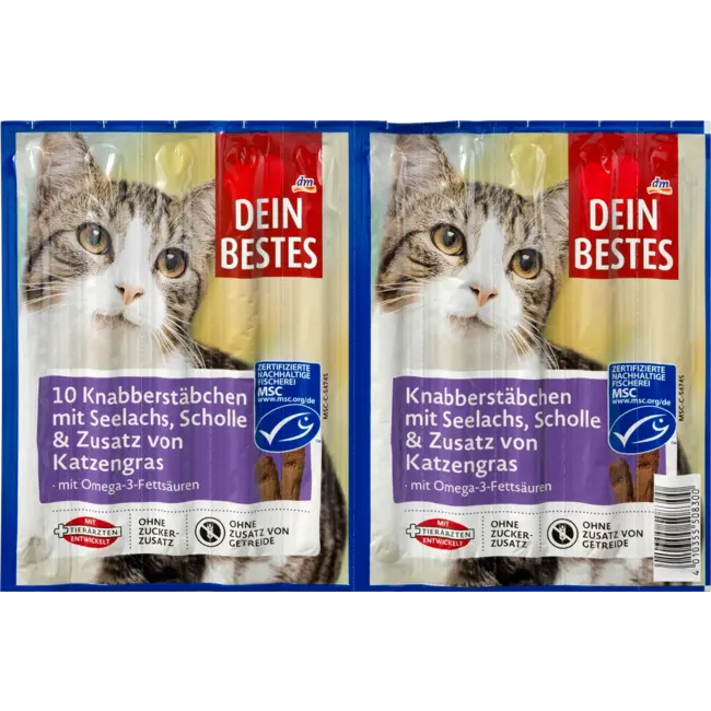 Dein Bestes Kattensnack Knabbelstaafjes Met Zalm (10 Stuks) 50 g