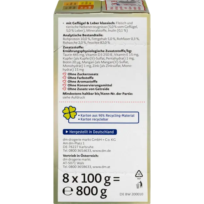 Dein Bestes Katten Natvoer Met Gevogelte Multipack (8x100 G) 800 g