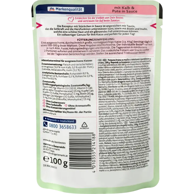 Dein Bestes Natvoer Kat Met Kalf & Kalkoen In Saus 100 g