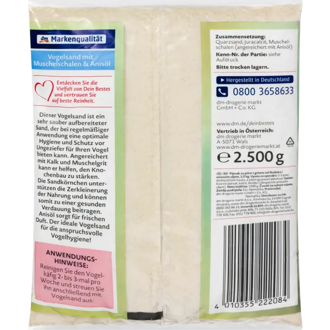 Dein Bestes Vogelzand Met Schelpengrit En Anijsolie 2.5 kg
