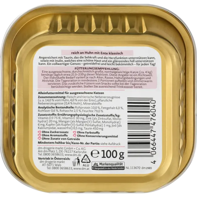 Dein Bestes Natvoer Kat, Met Kip & Eend 100 g