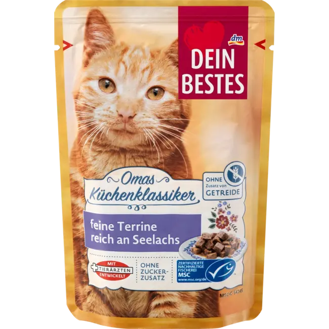 Dein Bestes Oma 's Keukenklassieker Katten Natvoer Terrine Met Koolvis, Aardappelen & Spinazie 100 g