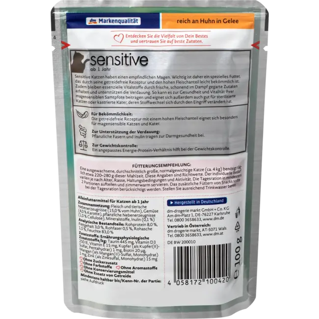 Dein Bestes Natvoer Kat Sensitive Met Kip In Gelei 100 g