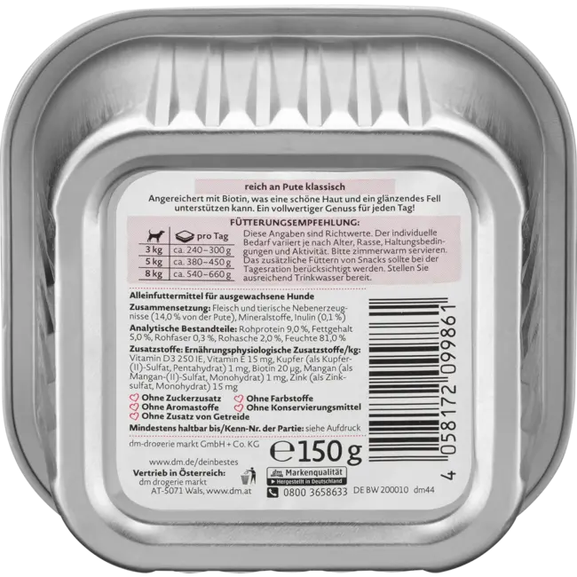 Dein Bestes Natvoer Hond Met Kalkoen 150 g