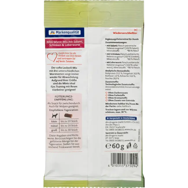 Dein Bestes Hondensnack Mini Worstjes Mix 60 g